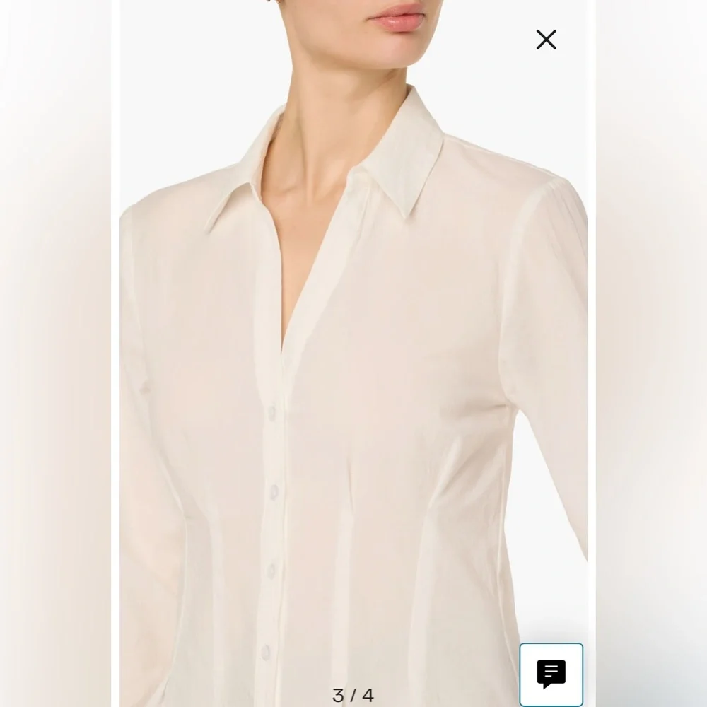 NWT- Joe’s Pleated Long Sleeve Button-Up Shirt, White, XS - Picture 3 of 12